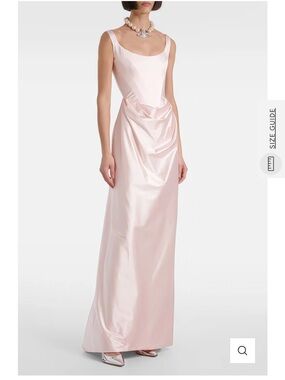 Miss Rosier- Original Price is $184 
Blush Pink Satin Draped Evening Gown